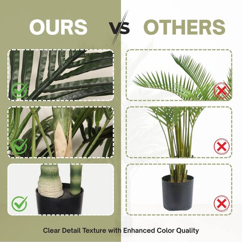 Lush Black Pot Golden Cane Palm - Lifelike Tropical Faux Plant for Indoor & Outdoor Spaces