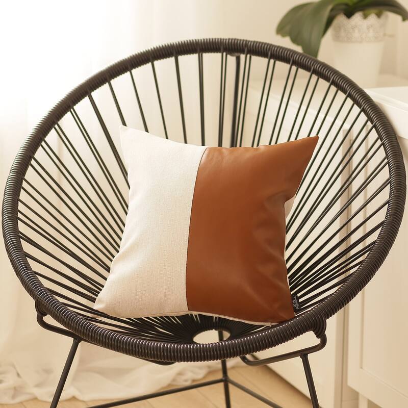 Carson Carrington Hoga Faux Leather Pillow Cover - Cream-17x17
