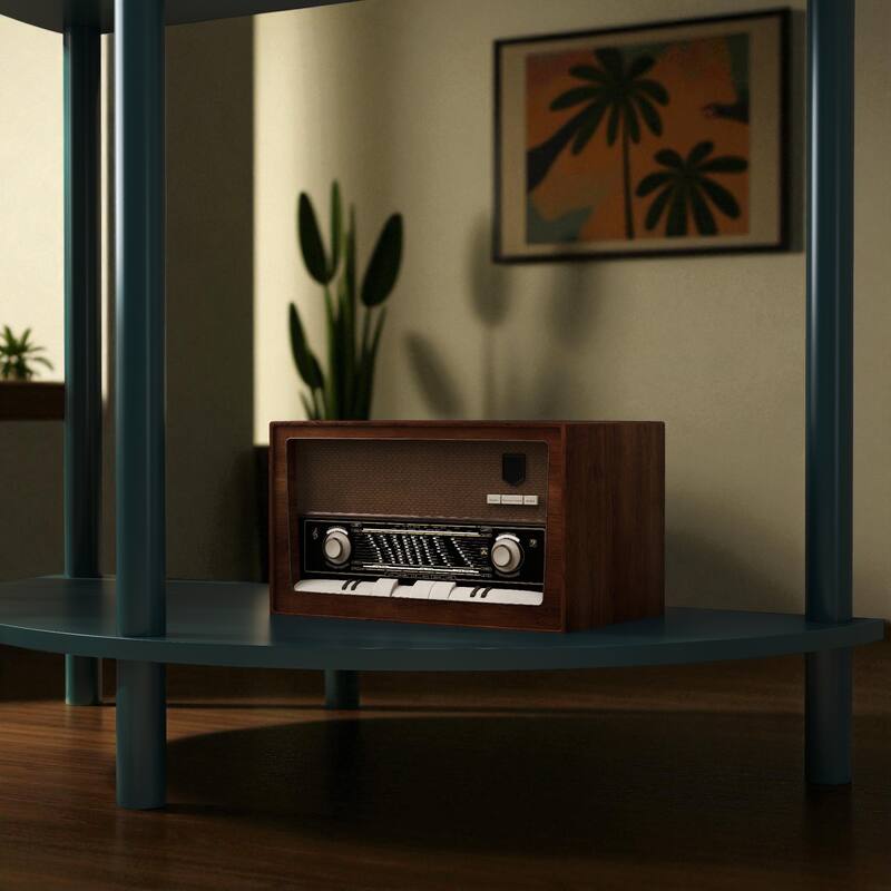 31.5" Half Moon Console Table with Sliding Rattan Doors, 2 Storage Cabinets and Bottom Shelf for Entryway or Living Room