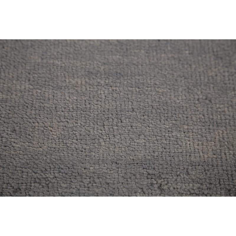 Hand Knotted Oriental 100% Wool Carpet Modern Solid Greys & Charcoal Gabbeh Runner Rug - 10' 1'' X 3' 1''