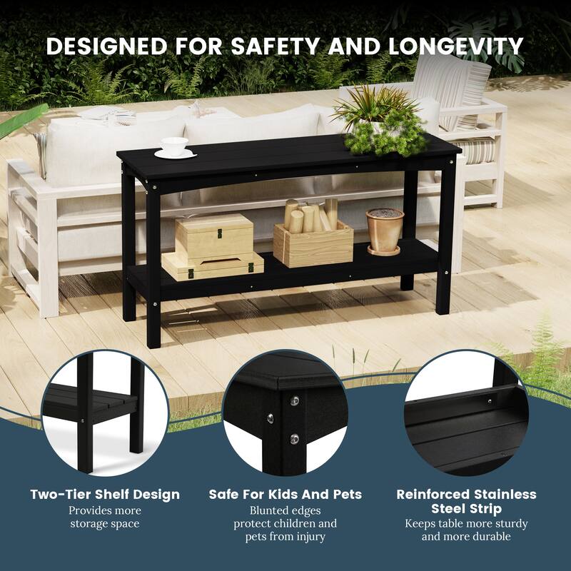 Laguna Hdpe All Weather Outdoor Patio Two Shelf Table