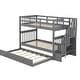 preview thumbnail 33 of 46, Functional Design Wood Bunk Bed with Trundle, Storage Staircases and Guardrails for Safety Guaranteed Grey