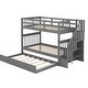 preview thumbnail 21 of 25, Twin Over Twin Bunk Bed with Twin Size Trundle, Stairs, and Shelves