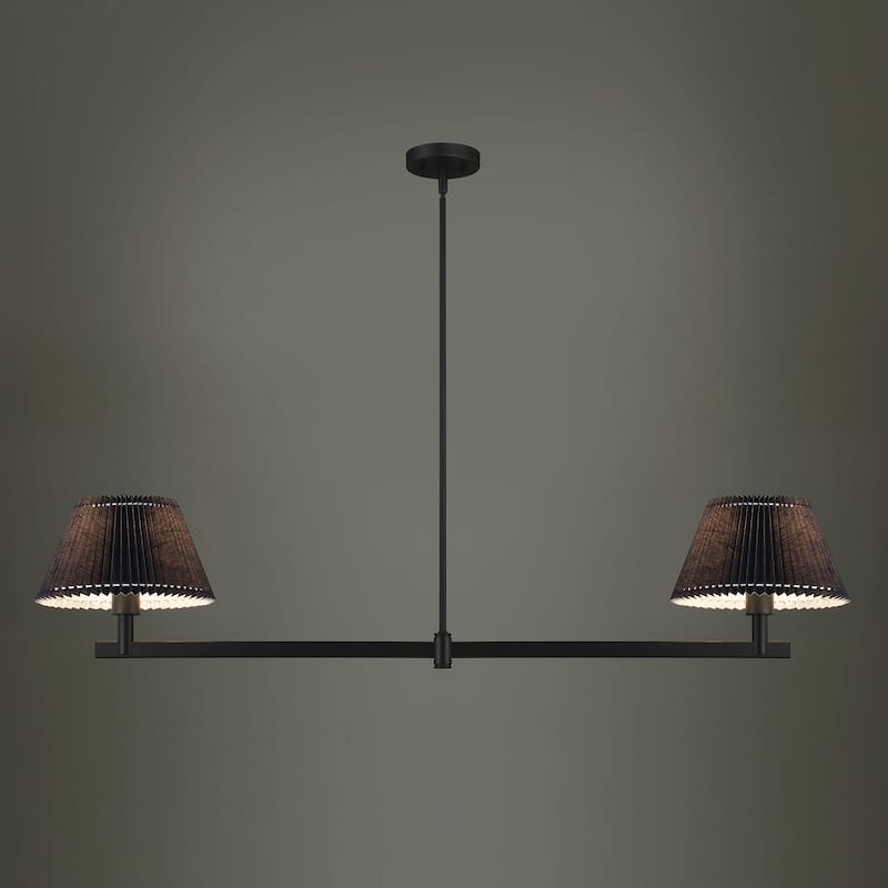 Acroma 2-light Black Linear Chandelier with Fabric Shade - 51 inches
