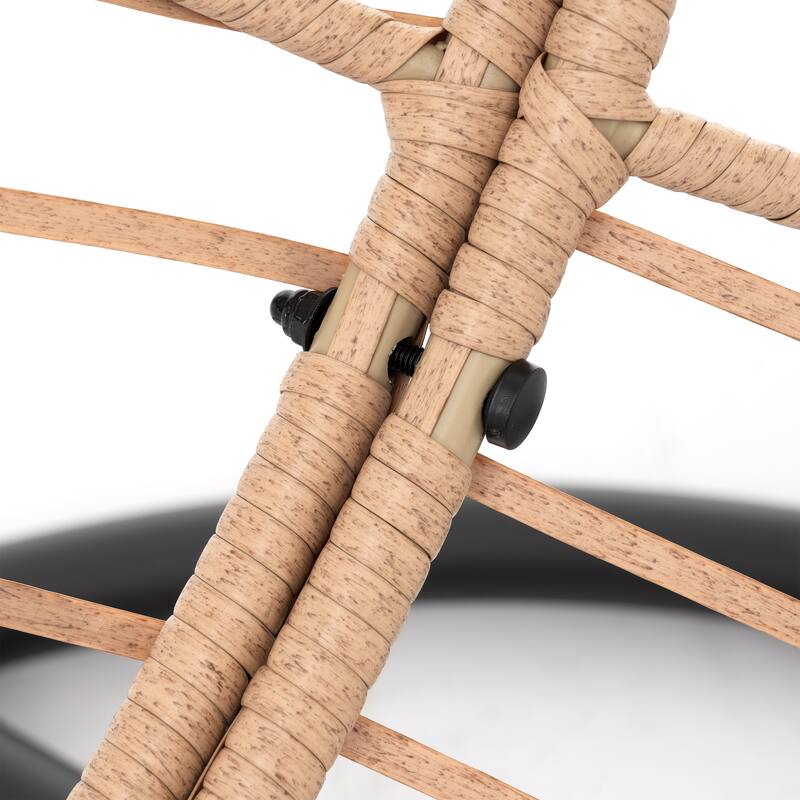 Outdoor Indoor Swing Egg Chair with Antracite Color Cushion And Black Color Base