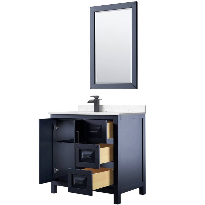 Daria 36-inch Single Vanity, Cultured Marble Top, 24-inch Mirror