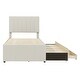 preview thumbnail 5 of 26, Space-saving Upholstered Platform Bed with Trundle and 3 Drawers, Linen Fabric, Twin Size
