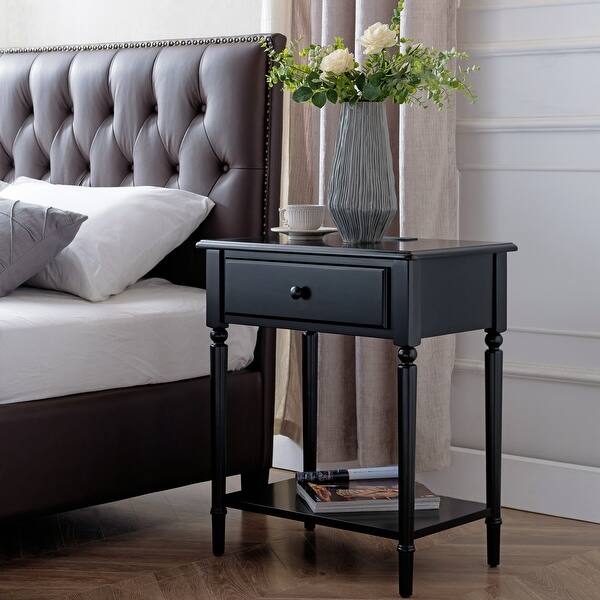 Shop Coastal Nightstand Side Table With Ac Usb Charger Overstock 27087284