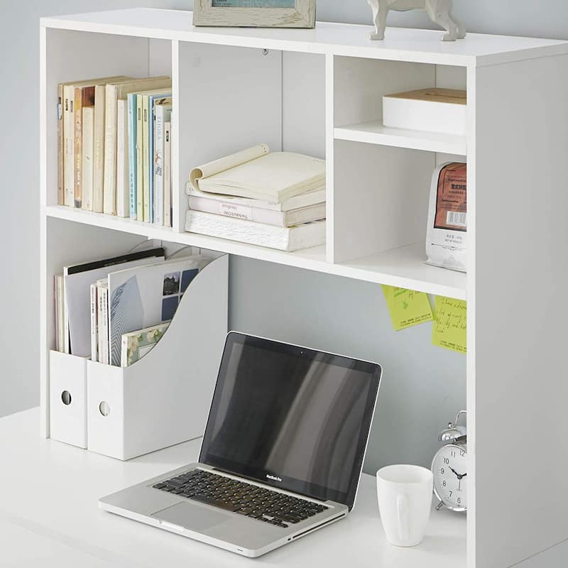 Cube White Wood Desk Bookshelf by DormCo