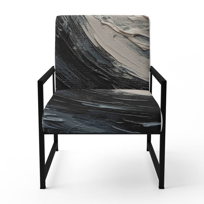 Designart "Gold and Black Vibrant Spirals" Upholstered Abstract Spirals Accent Chair and Modern & Contemporary Arm Chair