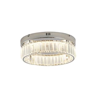 1-Light Chrome Dimmable LED Flush Mount With Clear Crystals