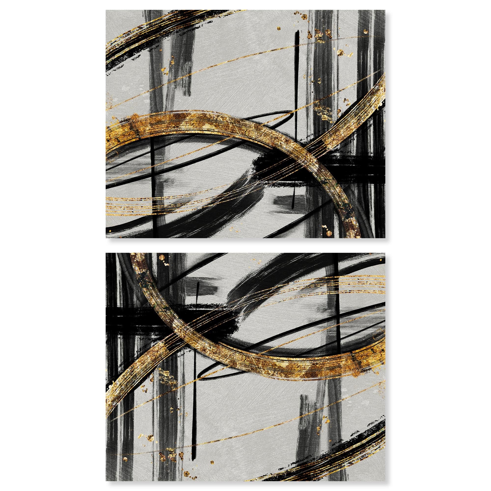 Golden Swirls Set Canvas Set of 2 by Art Remedy, Gallery Wrapped