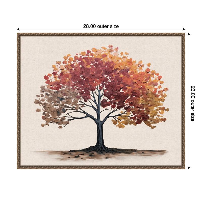 Autumn Tree Neutral Linen by The Creative Bunch Studio Framed Canvas Wall Art Print - 28 x 23 in