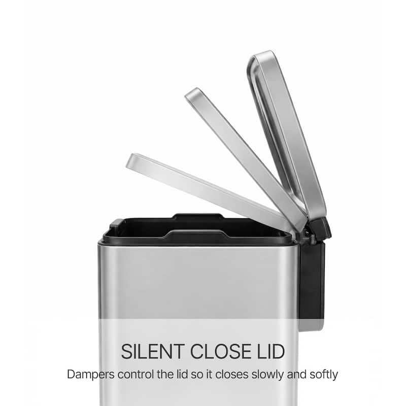 Innovaze 13 Gal./50 Liter Rectangular Stainless Steel Step-on Trash Can for Kitchen