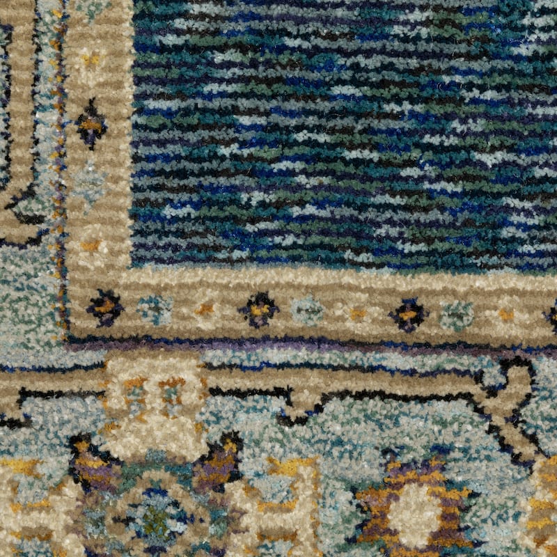 Style Haven Adalynn Traditional Double Medallion Blue/ Gold Area Rug