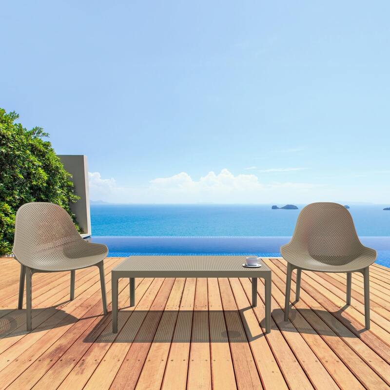 39.5" Taupe Brown Patio Solid Rectangular Lounge Coffee Table