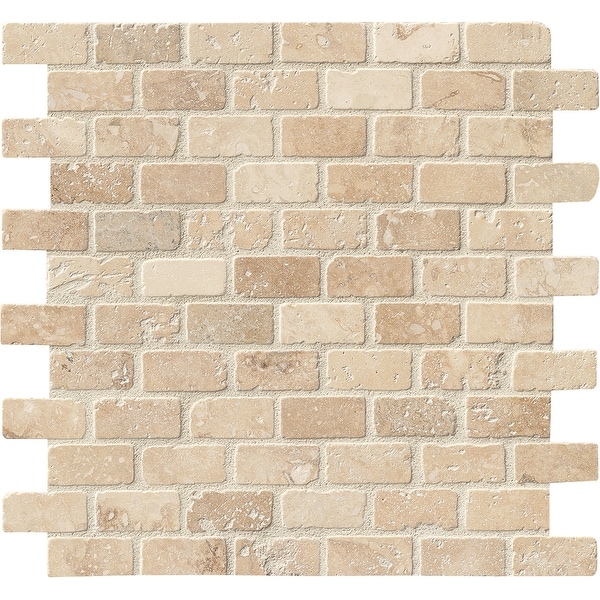 MSI THDW3-SH-BRI1X2T 1" x 2" Brick Joint Mosaic Tile - Tumbled Travertine Visual - Sold by Carton (10 SF/Carton) - Chiaro