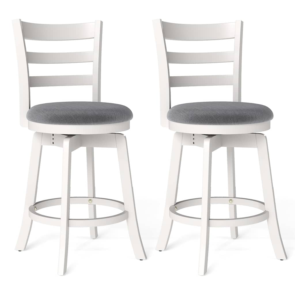 Gymax 25'' Swivel Counter Barstools Set of 2 w/Backrest & Upholstered