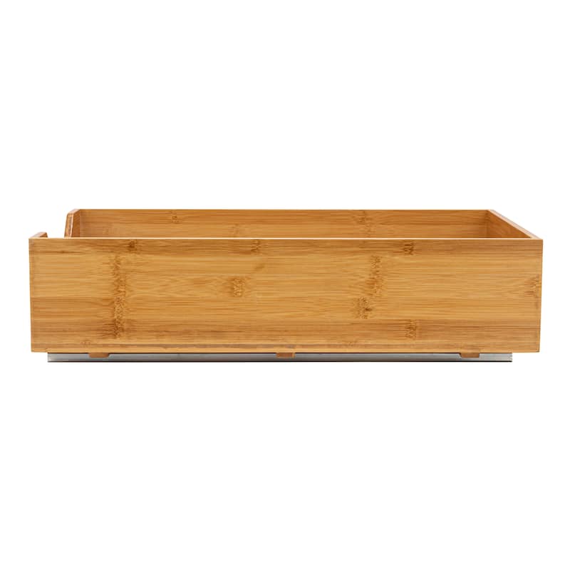 Household Essentials 1-Tier Bamboo Pull-Out/Slide-Out Storage Organizer - 21.0"L x 14.0"W x 5.5"H