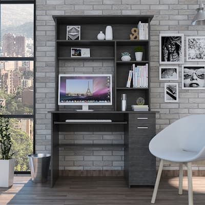2 Drawer and 7 Shelf Computer Desk with Hutch