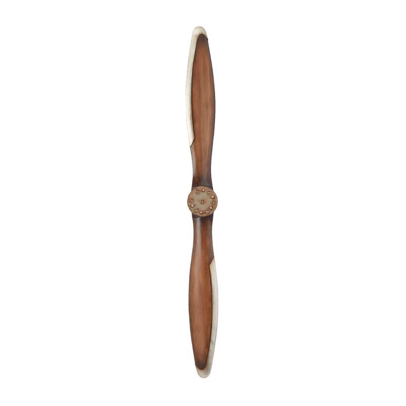 Vintage Brown Metal 2 Blade Airplane Propeller Wall Decor with Aviation Detailing