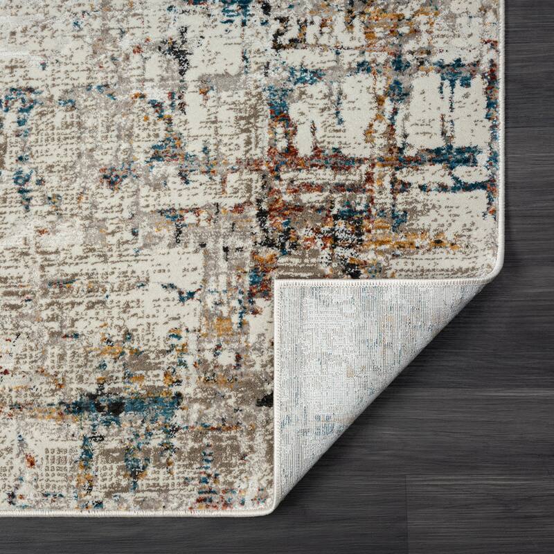 Bailey Transitional Geometric Gray/BeigePerformance Indoor Area Rug by Sevita
