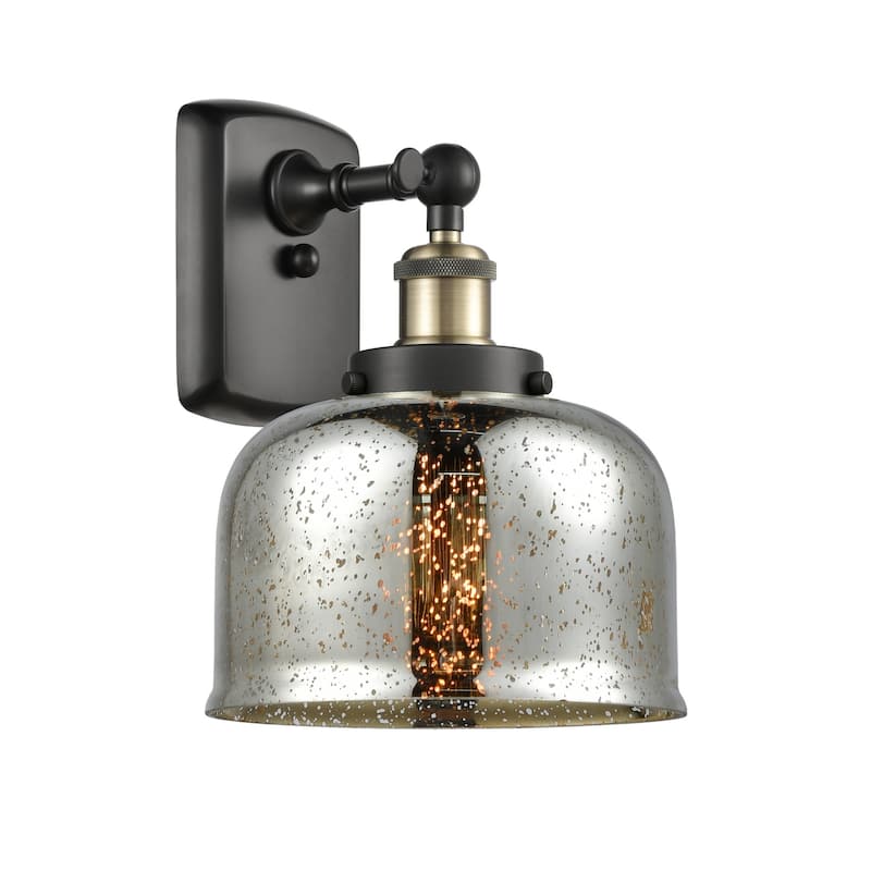 Innovations Lighting 916-1W-13-8 Bell Sconce Bell 13" Tall Wall Sconce - Black Antique Brass / Silver Plated Mercury