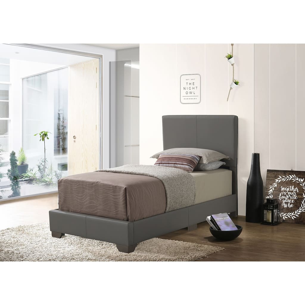 Solid Upholstered Panel Twin Bed - 81" - Gray