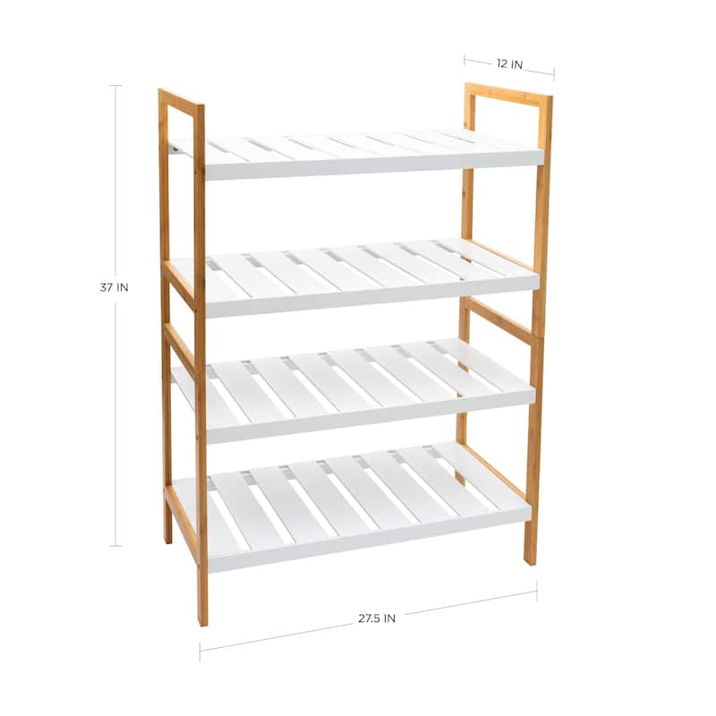 Organize It All 2 Pack Sonora Bamboo 2 Tier Stackable Shoe Rack - 27.48" x 12.01" x 18.5"