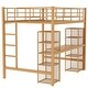 preview thumbnail 19 of 20, Full Size Metal Loft Bed with Bulit-in Desk and Storage Shelves, Heavy Duty Loft Bedframe with Bulit-in Ladder and Guardrail