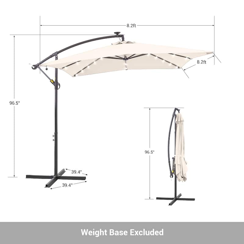 LIVOOSUN Outdoor Patio Umbrella, Square Canopy Offset LED Umbrella