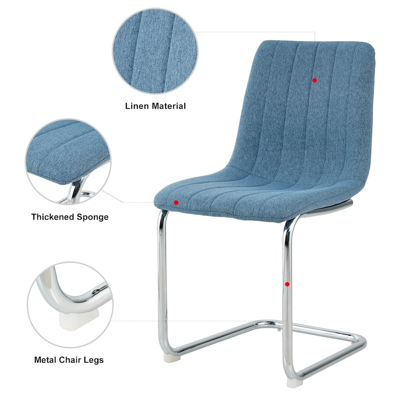 Modern Simple Light Luxury Dining Chair with Metal Leg set of 4