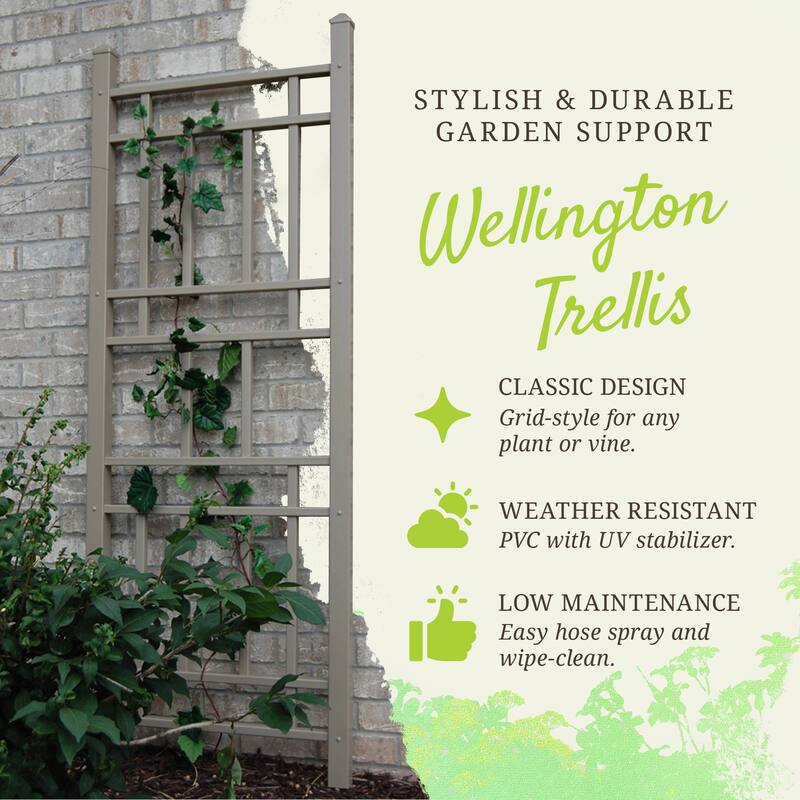 Dura-Trel Wellington 28 x 75 Inch PVC Vinyl Outdoor Garden Patio Trellis, Mocha - 14