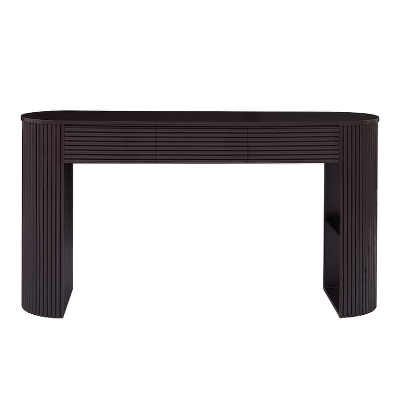 Christopher Knight Home - Maravelle MDF 3 Drawers Console Table with Round Slat Texture and Storage