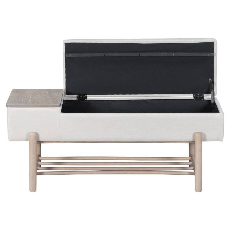Modern 47.2" Upholstered Storage Bench with Hidden Compartment for Entryway and Living Room