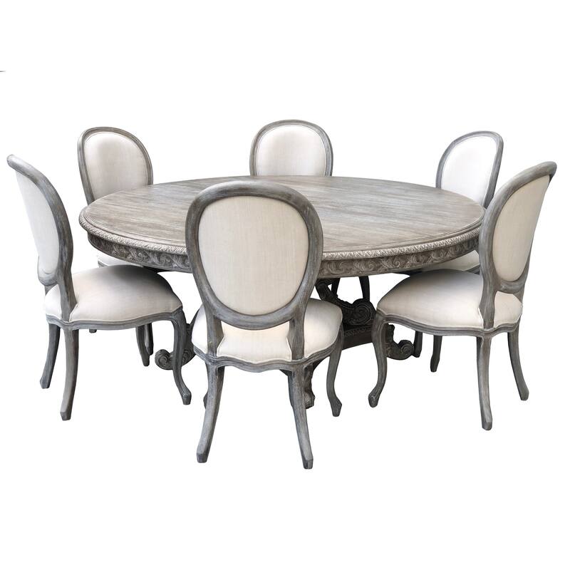 Mystique Gray Mahogany Anglia Dining Table and Chair Set of 7