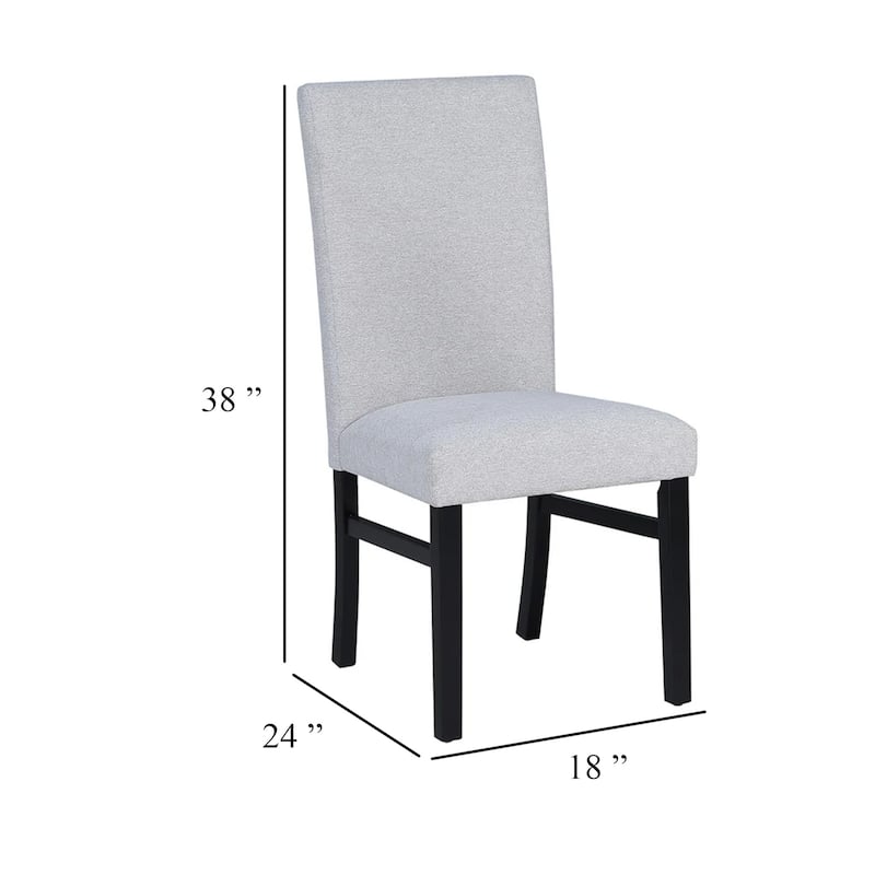 Ticy Dining Chair Set of 2, Dove Gray Padded Seat, Black Wood Legs
