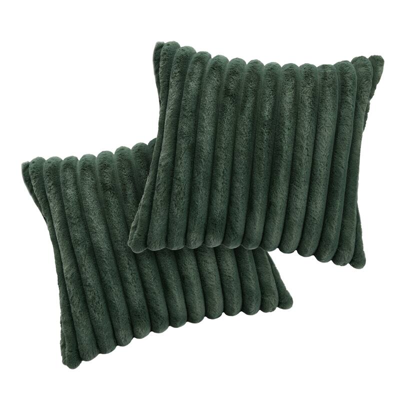 Faux Fur Decorative Throw Pillows for Couch & Bed (Set of 2)