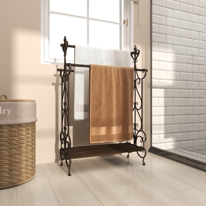 Black Wood Scroll Quilt Rack