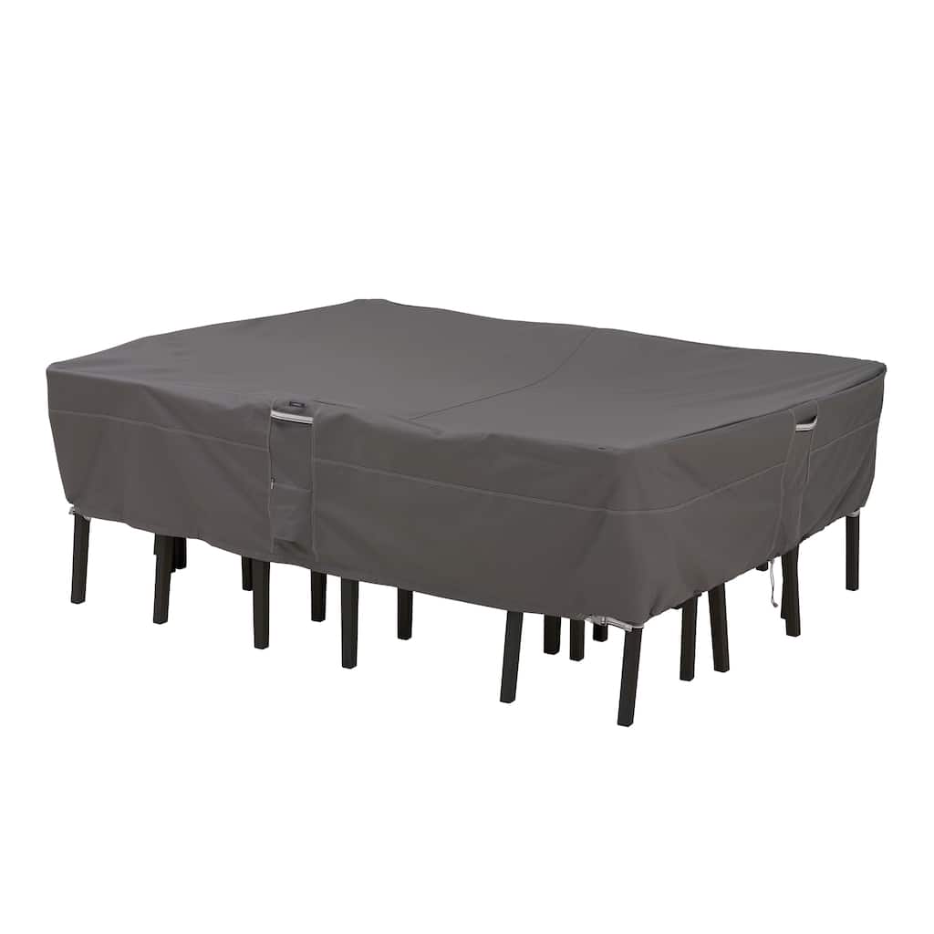 Classic Accessories Ravenna Water-Resistant 88 Inch Rectangular/Oval Patio Table & Chair Set Cover