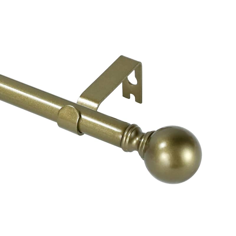 Mordern Round Ball Adjustable Curtain Rod with Curtain Rings - 48"-84" - Antique Gold