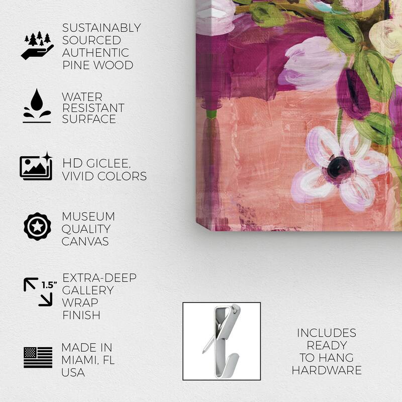 Wynwood Studio Canvas Floral and Botanical Lilac Floral Bouquet Purple and Lime Farmhouse Wall Art Canvas Print