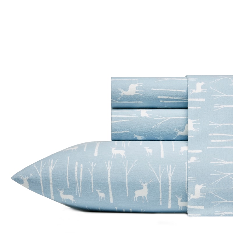 Eddie Bauer Printed Cotton Flannel Sheet Set - Queen - Birch Forest