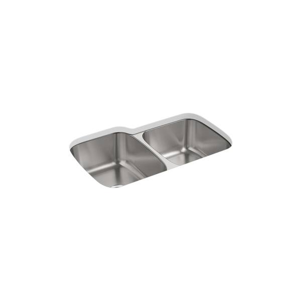 slide 1 of 1, Sterling McAllister 32-in. Double Bowl Undermount 18 Gauge Stainless Steel Kitchen Sink