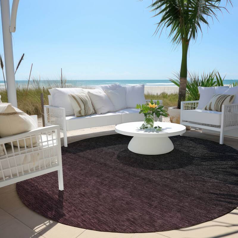 Machine Washable Indoor/ Outdoor Chantille Ombre Solid Rug - Merlot - 8' x 8'