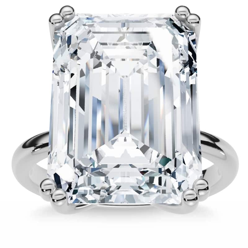 Certified 10Ct Emerald Cut Diamond Solitaire Engagement Ring Gold Lab Grown