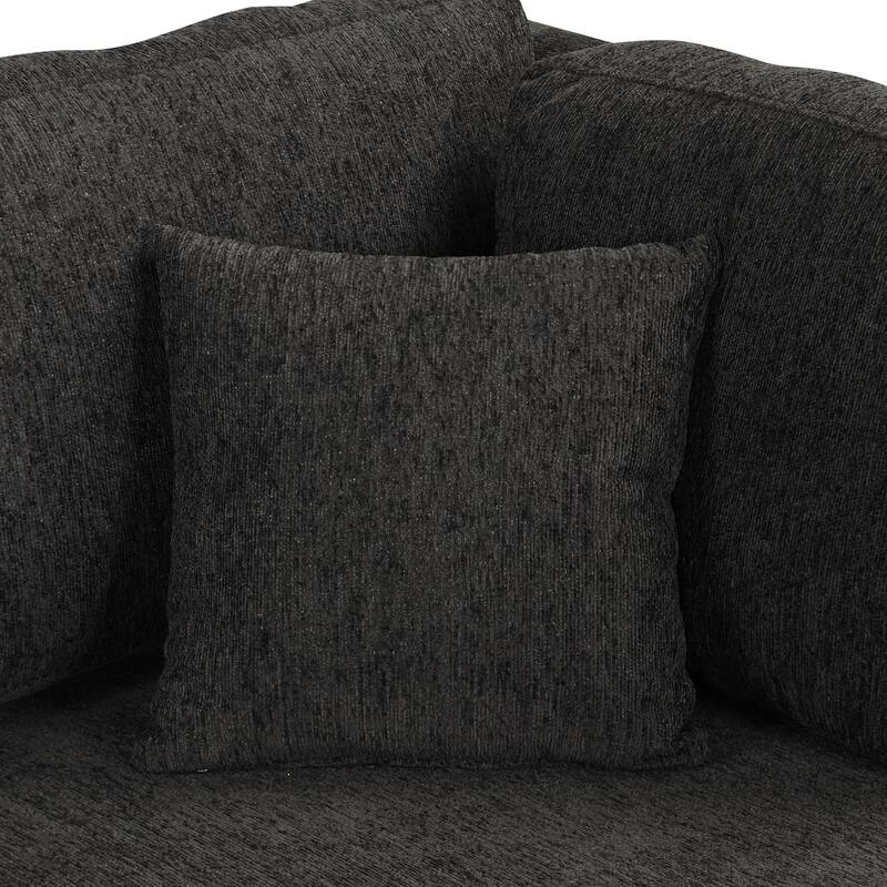 108.6" Chenille U-Shaped Sectional Sofa Bed with USB Ports, Storage Chaise, and 3 Back Pillows