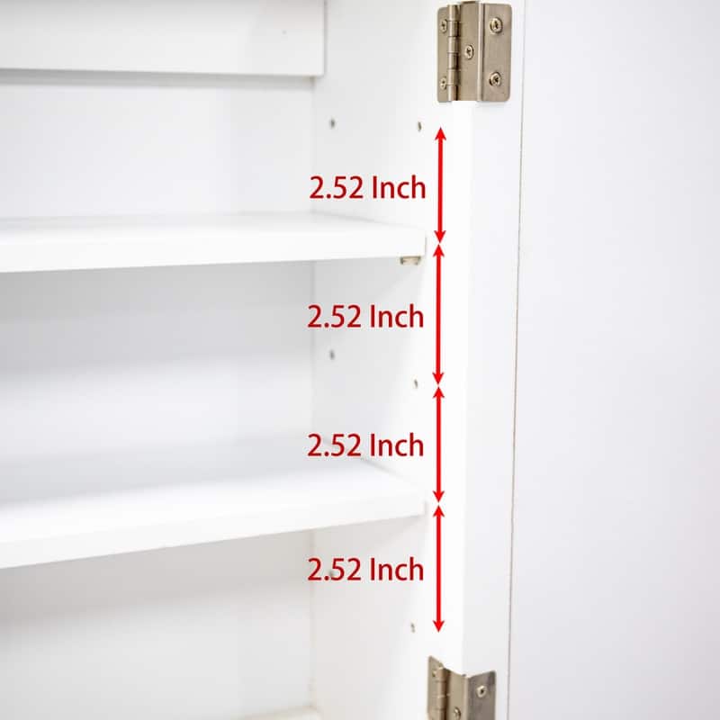 Wall Mounted Bathroom Storage Cabinet with Adjustable Shelves, Medicine Cabinet with 2 Mirror Doors and 3 Baskets