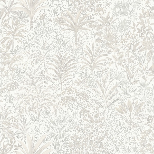 slide 2 of 7, Fine Decor Meilani White & Silver Palm Landscape Wallpaper