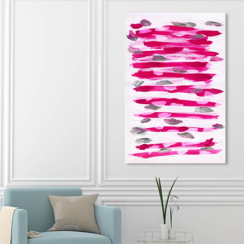 Wynwood Studio Abstract Leaves in the Wind Pink and Modern & Contemporary Wall Art Canvas Print - 54 x 36